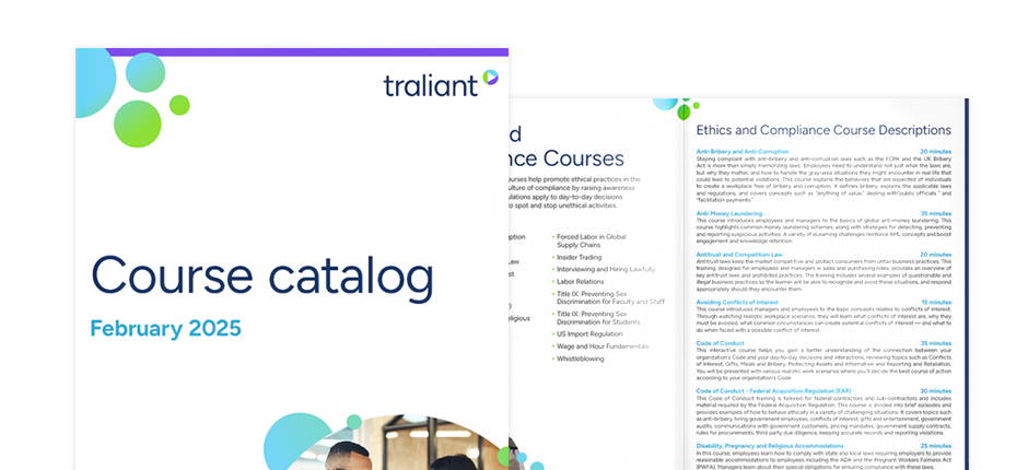 Traliant's 2025 course catalog