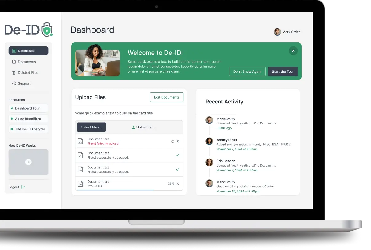 Interface of De-ID within a laptop