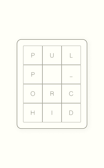 Pulp_Orchid logo construction showing how the logotype was designed within the proportions of the soap mold.