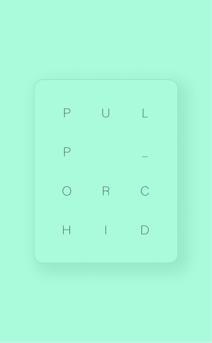 Final Pulp_Orchid logo combining the brand name with a rounded form derived from the physical soap mold.