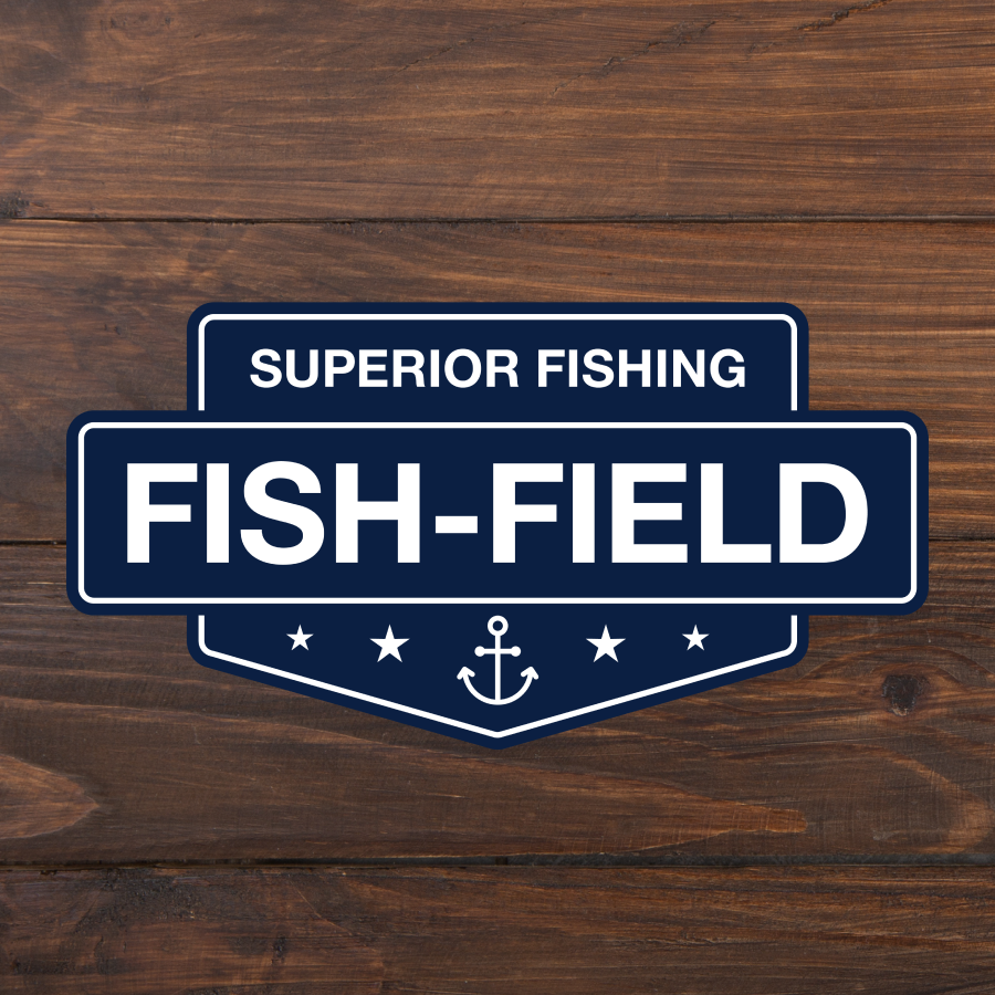 Redesigned Fish-Field logo featuring a navy badge, anchor, stars, and Superior Fishing wordmark.