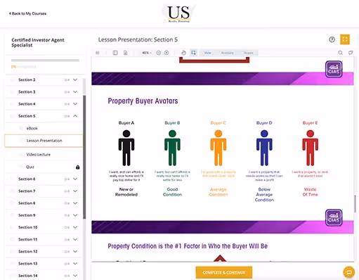 A real estate agent residential training course displayed on a laptop computer.