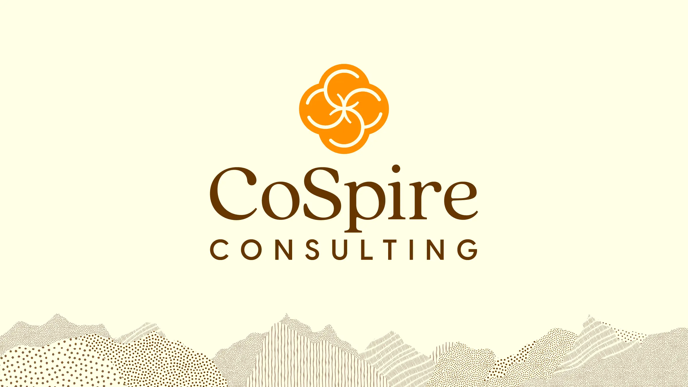 CoSpire Consulting branding is light and airy with decorative dots and lines that appear hand-made.