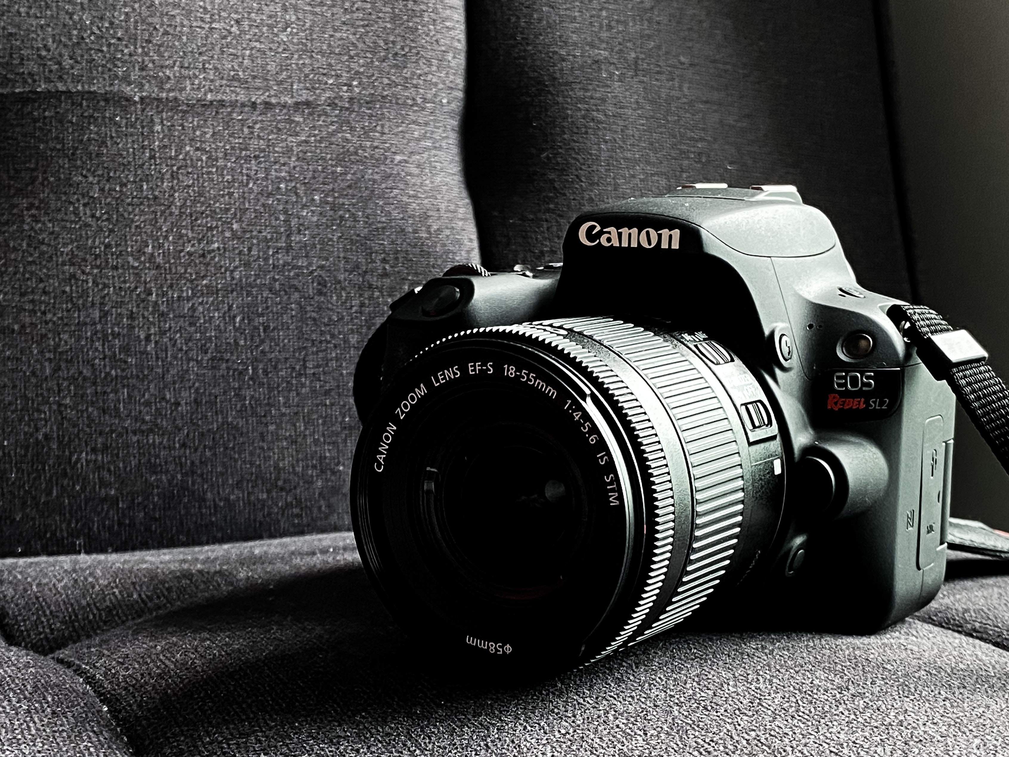 Black and white photo of a camera 