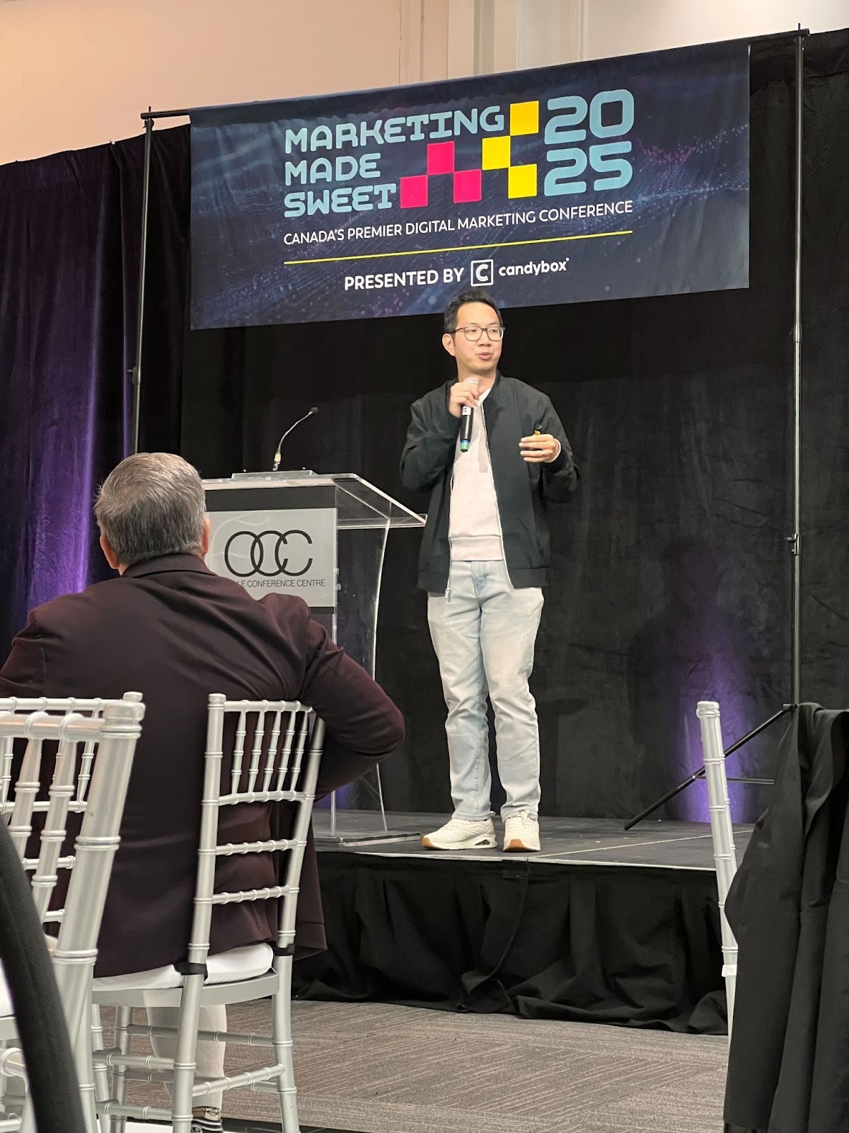 Joe Teo, CEO of HeyOrca, speaking at the Marketing Made Sweet 2025 conference.