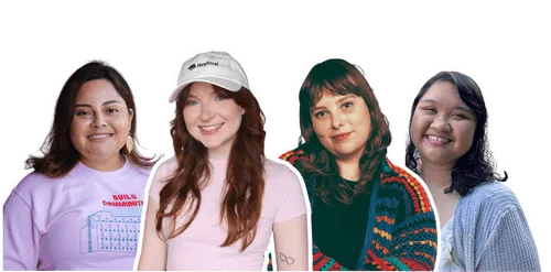Kat, Ari, Jacqui, and Anna standing as a group, smiling for a photo.