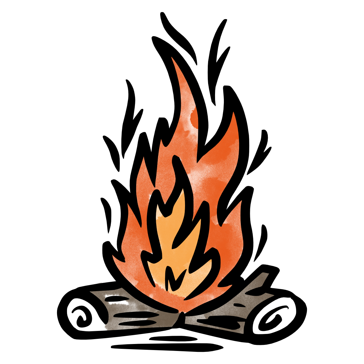A hand drawn campfire. It is the logo for Lenny's Newsletter.