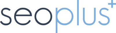 The logo for the company seoplus+. It is a mix of black and blue font colours.
