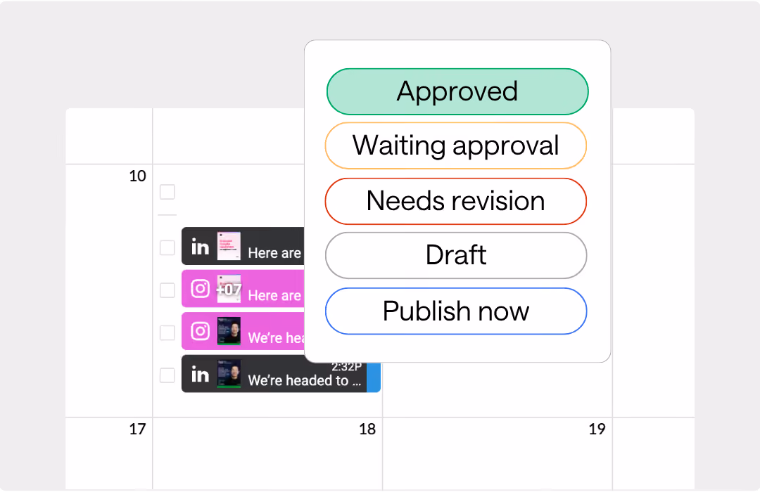 Approvals for social media content in HeyOrca