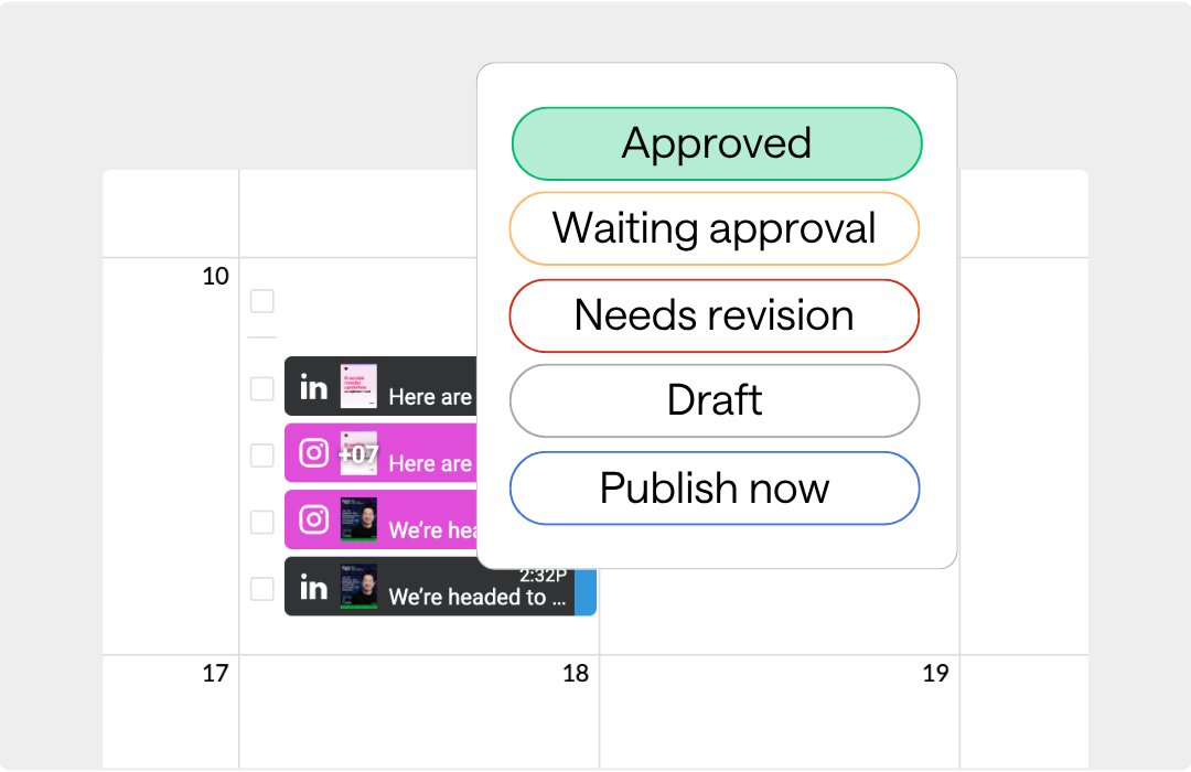 Approvals for social media content in HeyOrca