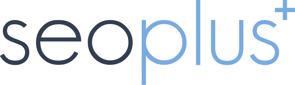 seoplus logo in black and blue.