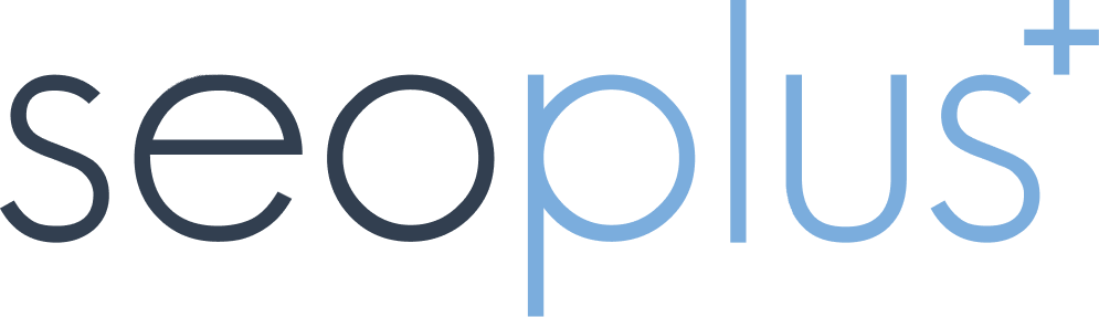 seoplus logo in black and blue.