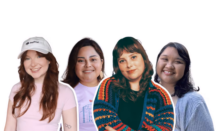 Kat, Ari, Jacqui, and Anna standing as a group, smiling for a photo.