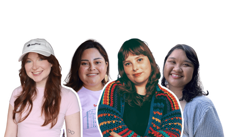 Kat, Ari, Jacqui, and Anna standing as a group, smiling for a photo.