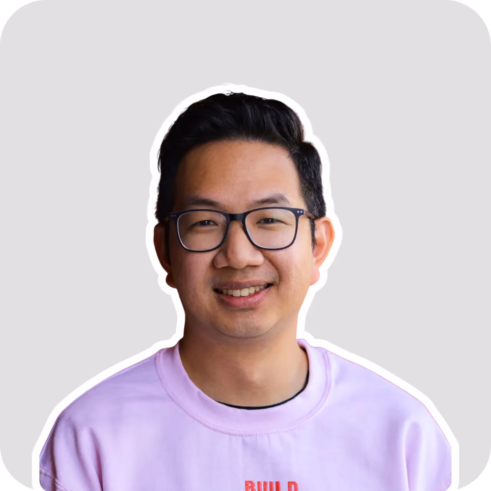 A photo of HeyOrca's CEO Joe Teo. The image has a blue gradient background.