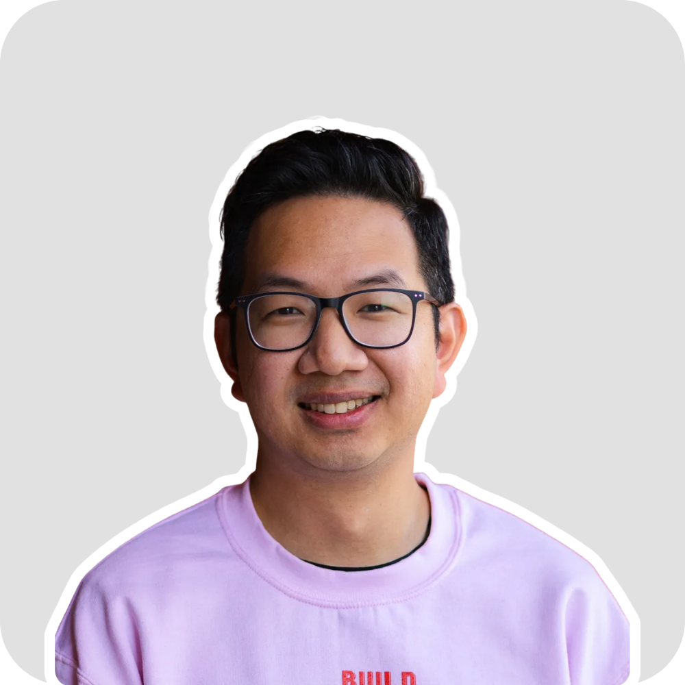 A photo of HeyOrca's CEO Joe Teo. The image has a blue gradient background.