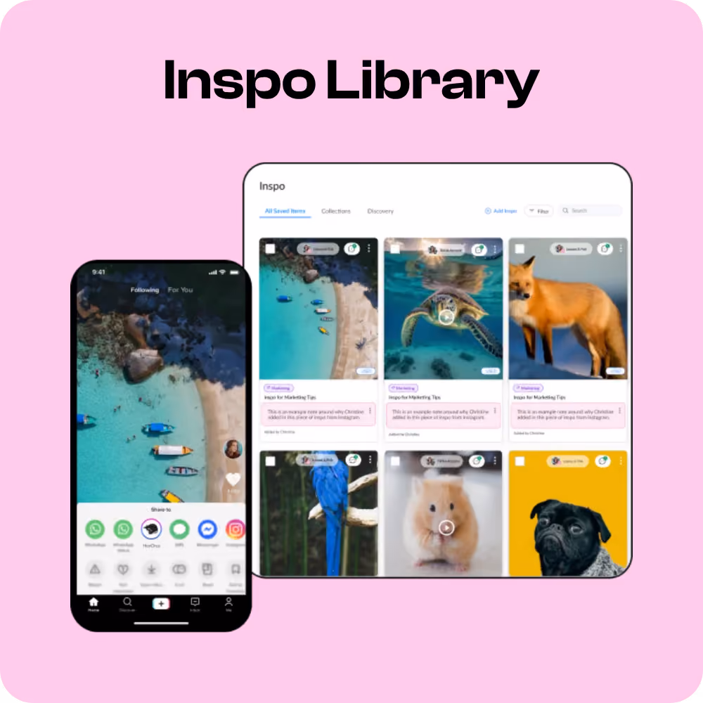 A collage of digital elements featuring a woman with headphones enjoying music, surrounded by icons including Instagram, TikTok, and other social media graphics.