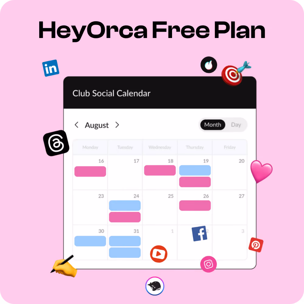 HeyOrca Blog banner shows a laptop screen open to a blog homepage, surrounded by digital elements like a book and a tablet, on a pastel gradient background.