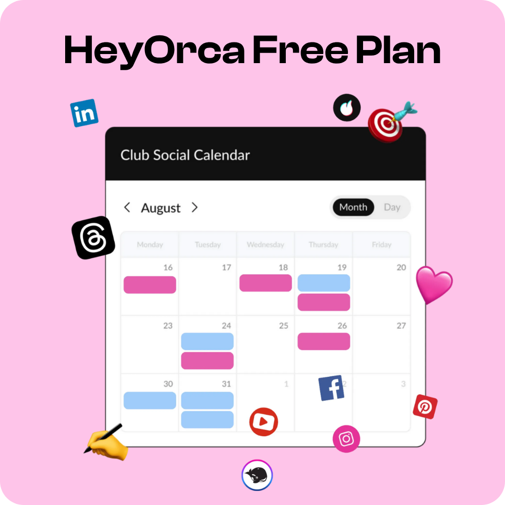 HeyOrca Blog banner shows a laptop screen open to a blog homepage, surrounded by digital elements like a book and a tablet, on a pastel gradient background.