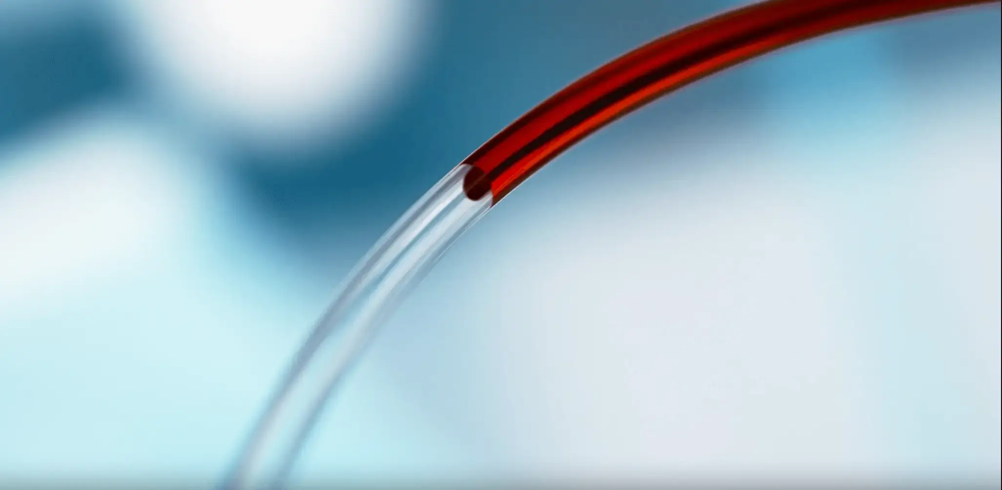 A red liquid in a clear tube.