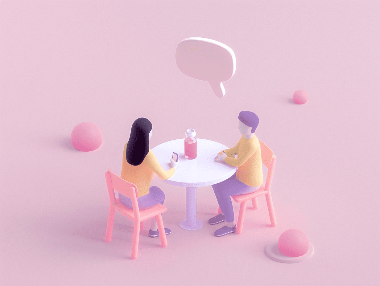 Two people drinking branded beverages at a table, representing subtle product placement in everyday social settings.