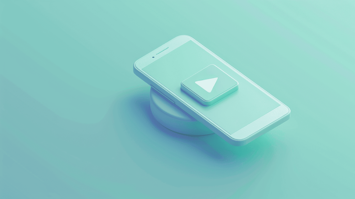 A smartphone resting on a platform with a large play button, hinting at video placements and mobile ad inventory.