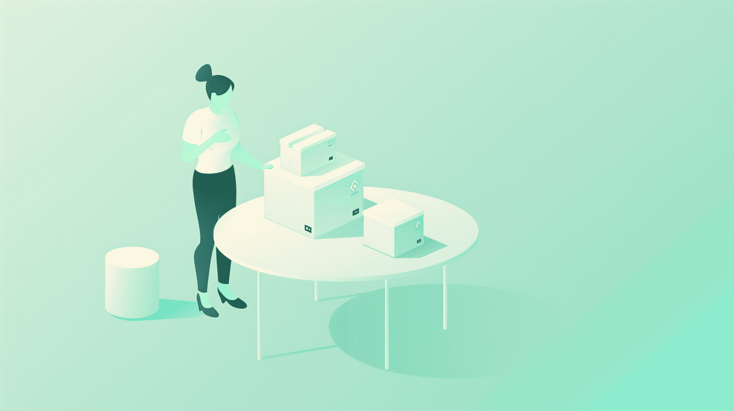 A woman examining several product boxes on a table, representing how consultants evaluate inventory, packaging, and operational workflows.