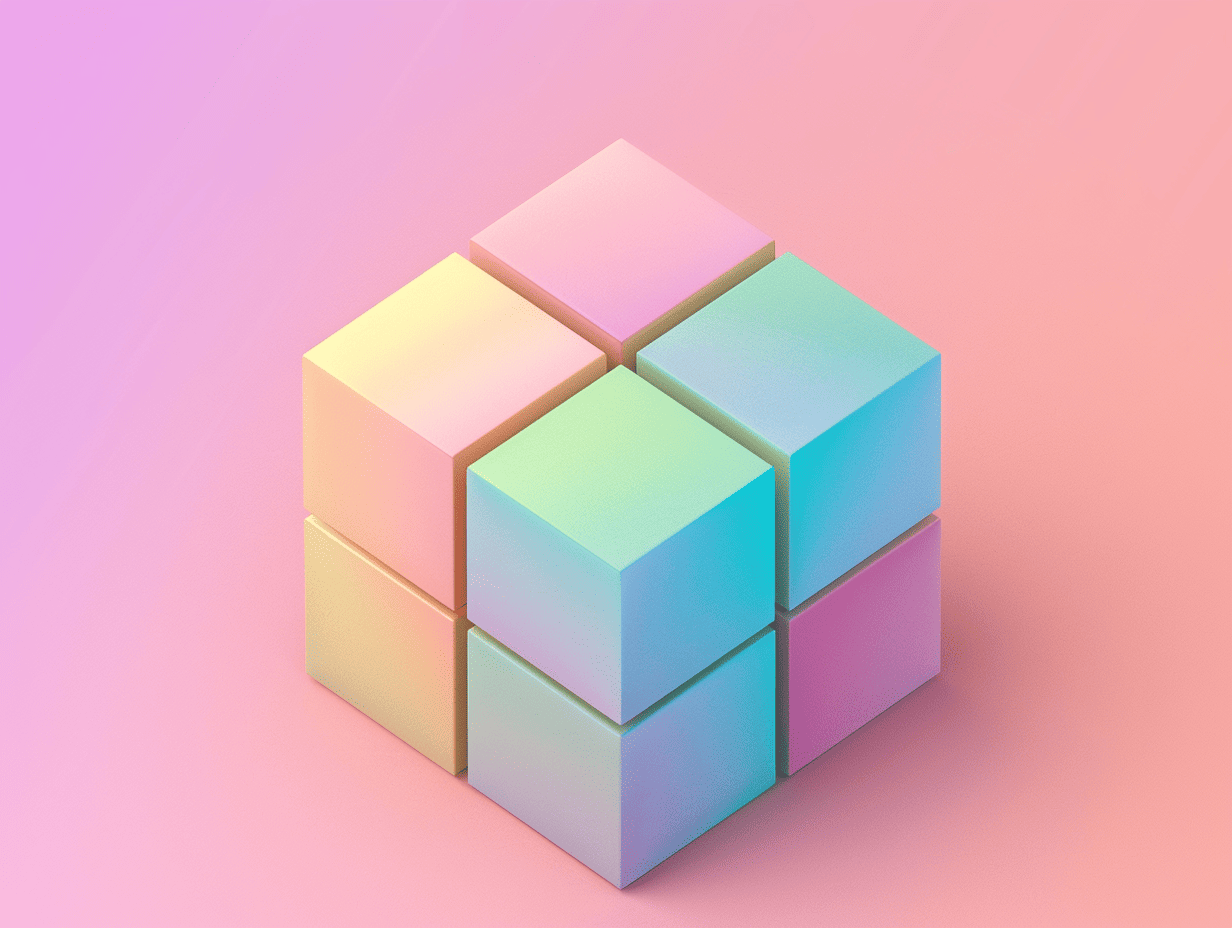 Colorful 3D cubes assembled into a block, symbolizing the integration of various elements and channels in a marketing strategy.
