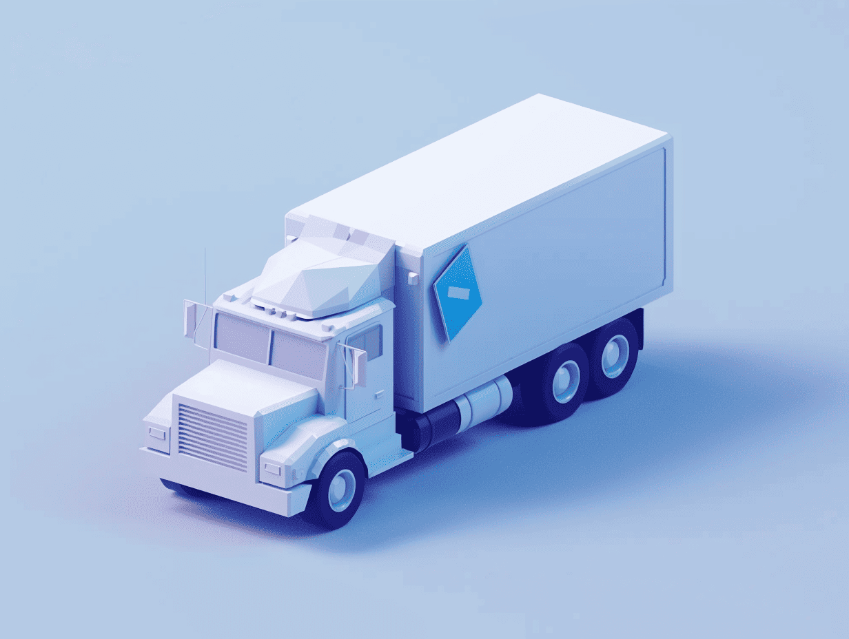 Pastel-colored delivery truck, representing fast and simple shipping from a brand to its customers.
