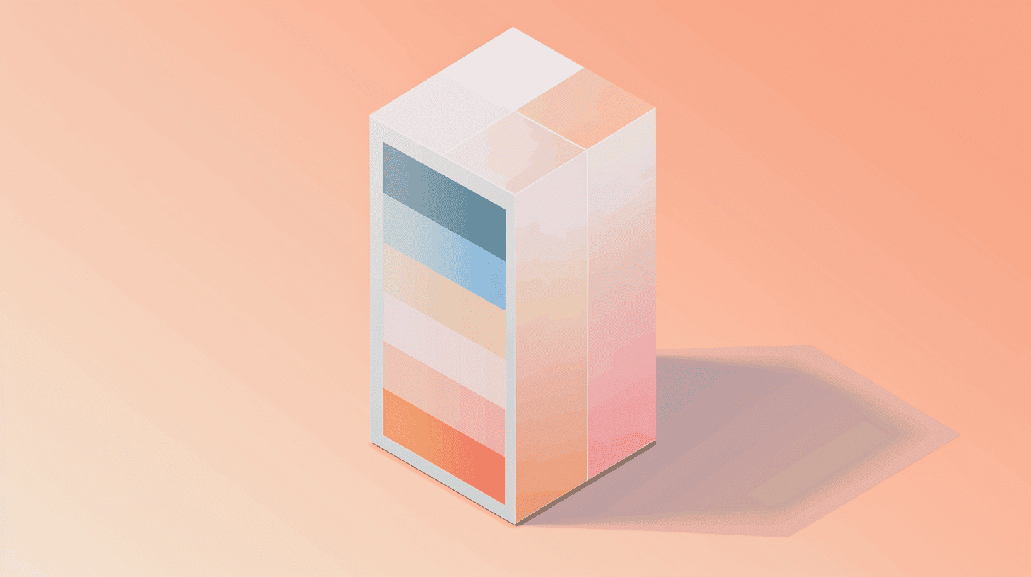 A vertical block featuring a palette of soft colors, representing the role of visual style and brand guidelines in digital branding.