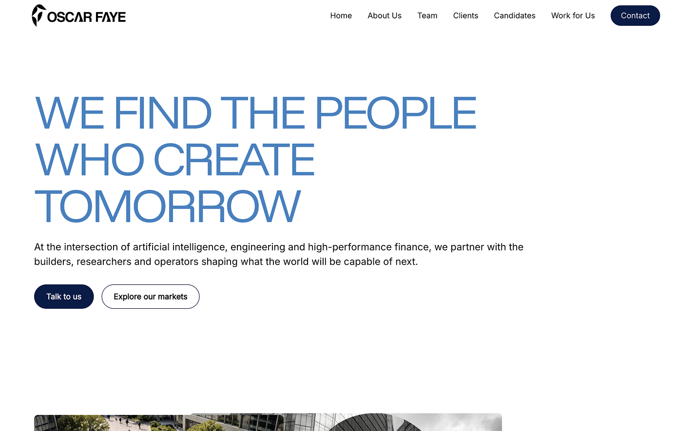 Oscar Faye AI Recruitment Webflow website Homepage