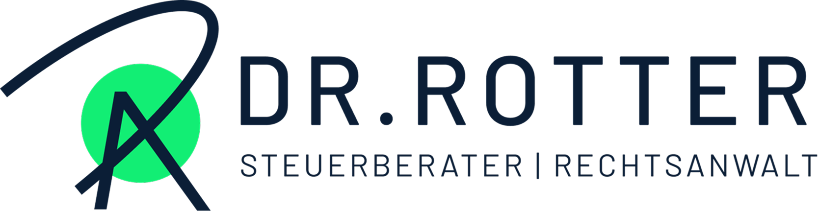 Logo mit stilisierten Buchstaben ‚RA‘ in Grün und Schwarz neben dem Text ‚ROTTER RECHTSANWALT‘.