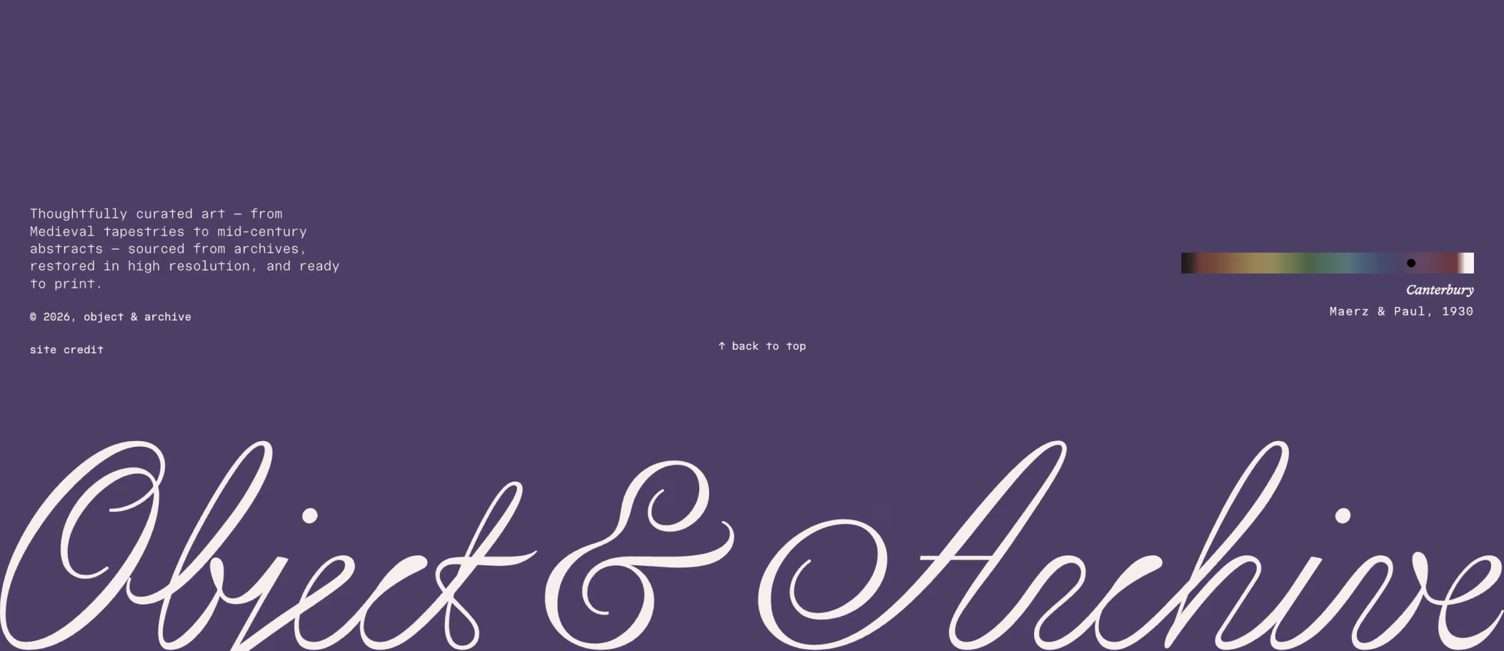 Object & Archive