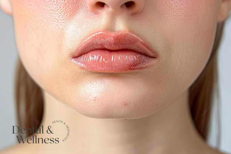 Lip flip treatment on the upper lip