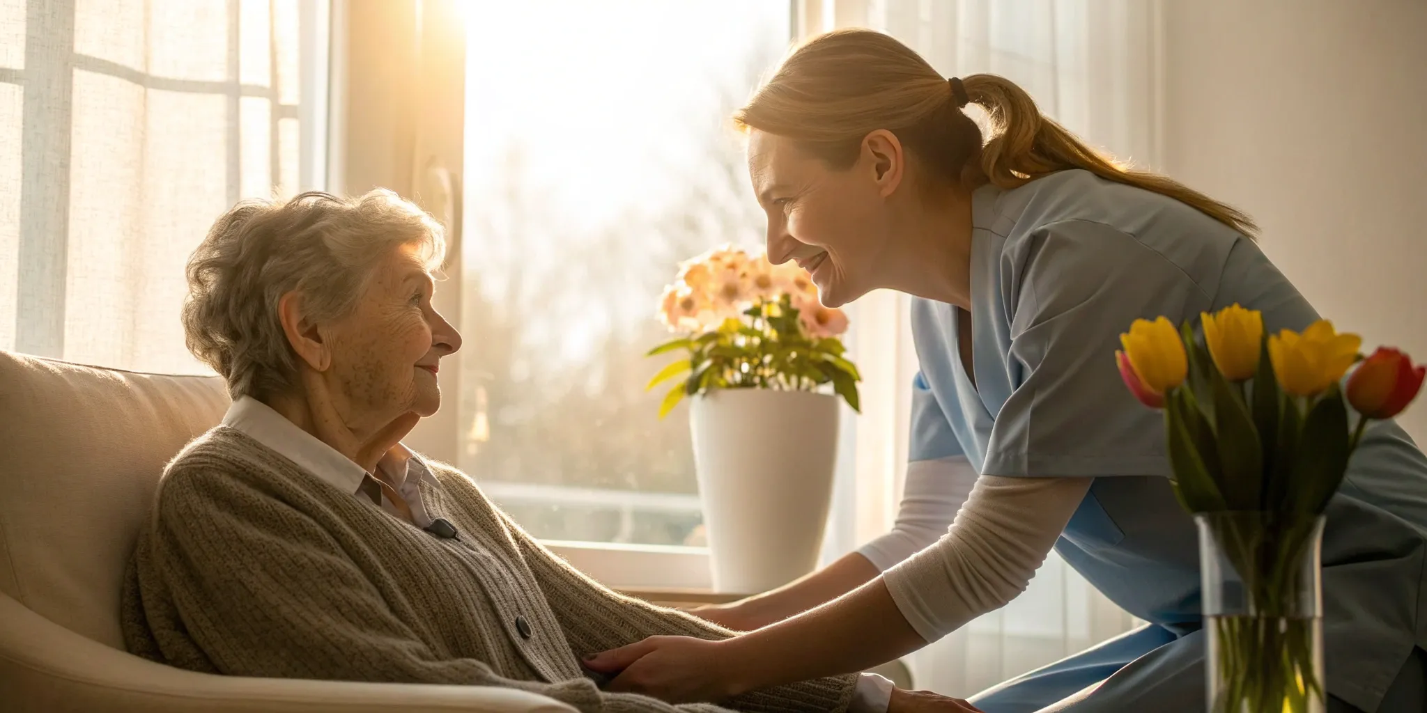 A patient receives cancer support services from a nurse after a diagnosis.