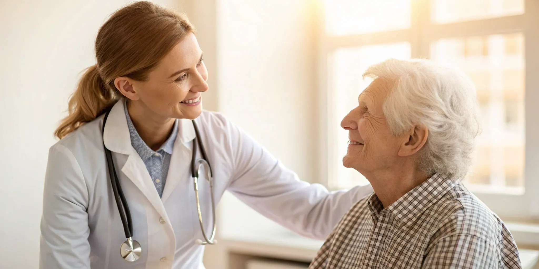 Doctor explains Medicare coverage for lipidemia and cholesterol tests to a senior patient.