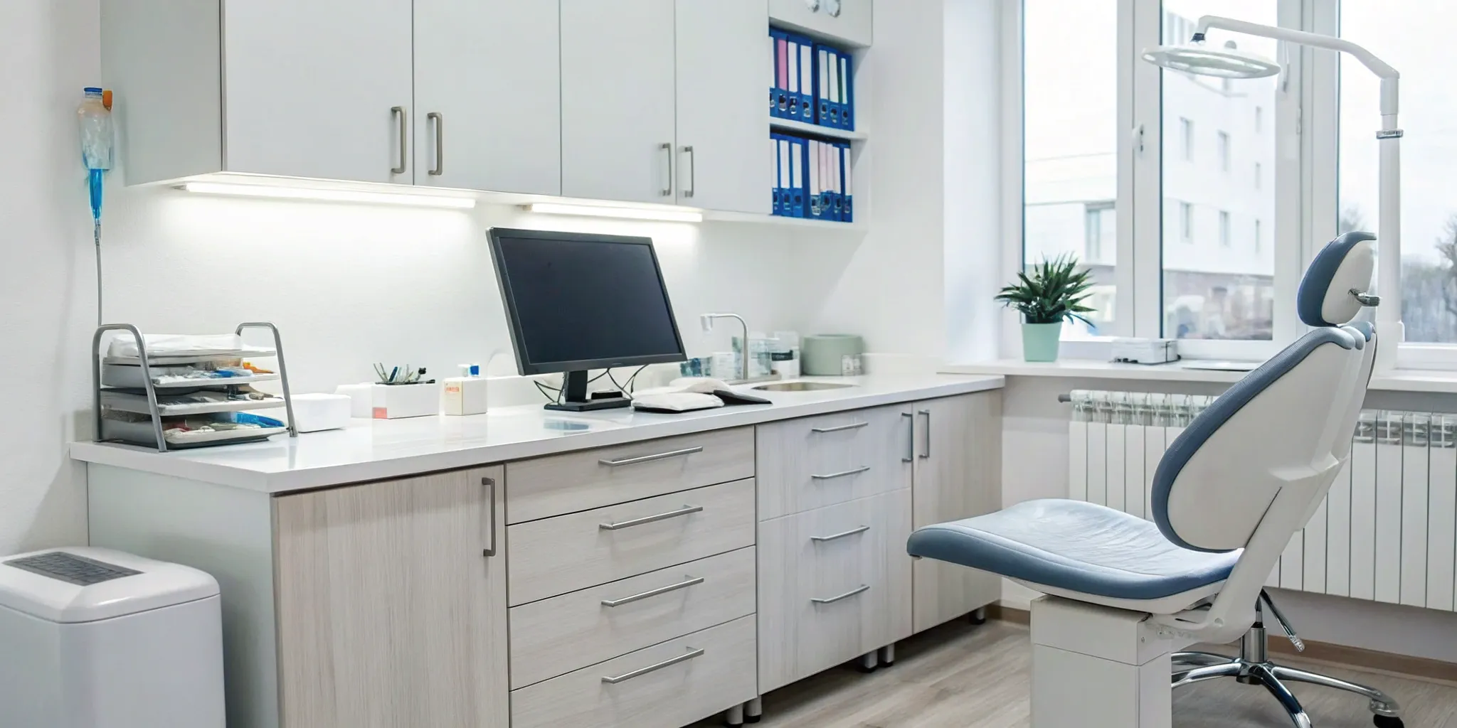 A modern dental exam room at a dentist that accepts Medicare.