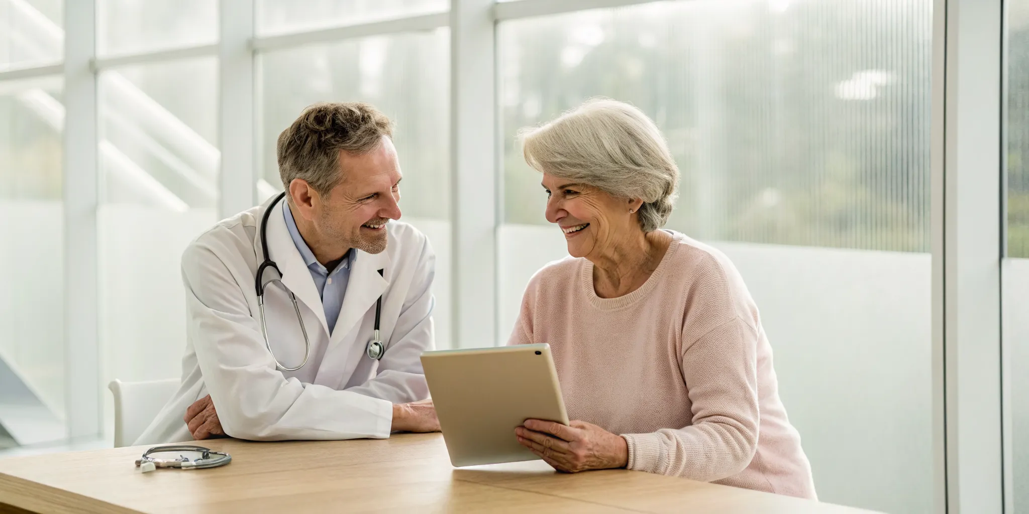 Senior woman asking her doctor what Medicare Part B covers during a checkup.