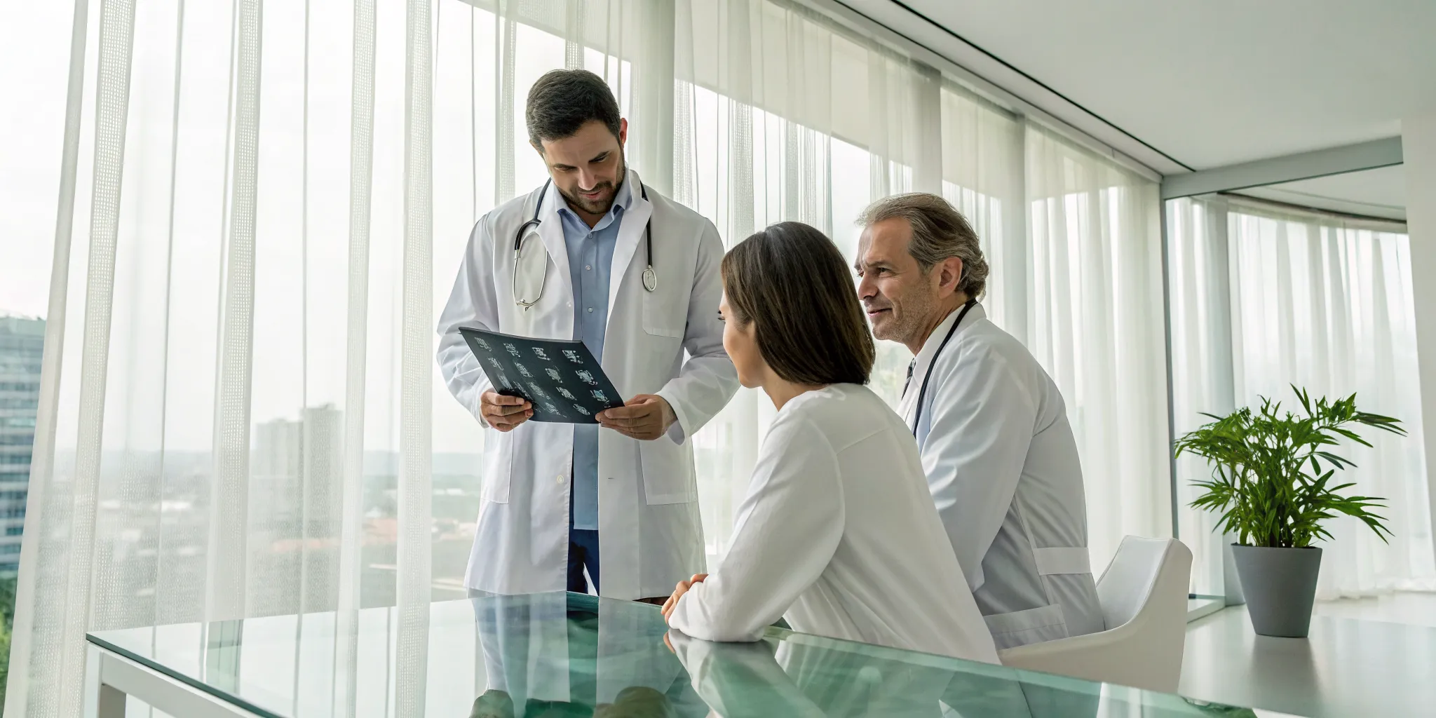 Patient asking a doctor if insurance will cover a second opinion.
