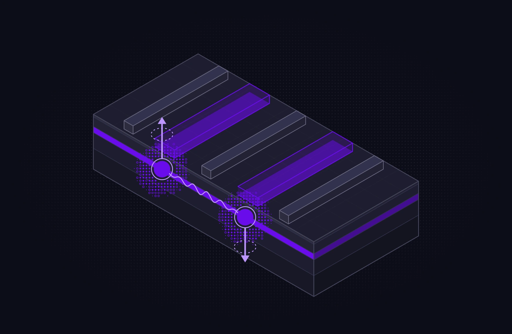 Illustration of silicon spin qubits in gate-defined quantum dots