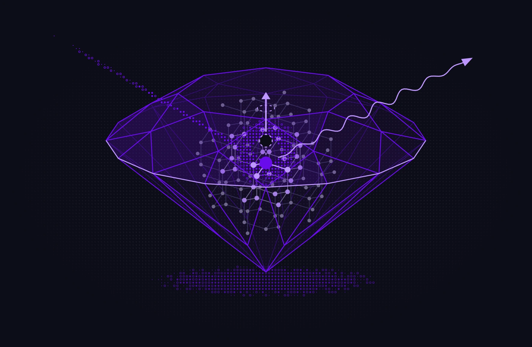 Illustration of a nitrogen-vacancy color center inside a diamond crystal