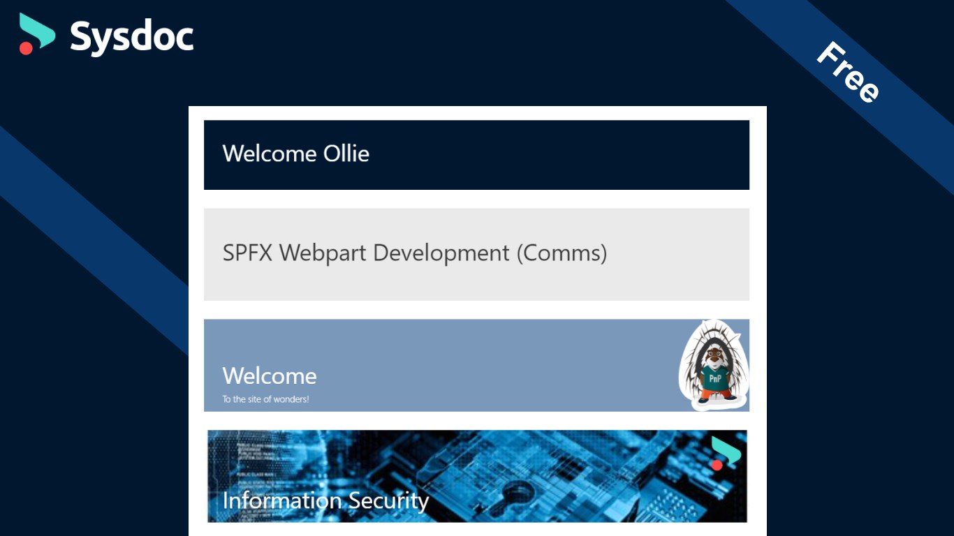 Screenshot of Welcome Banner