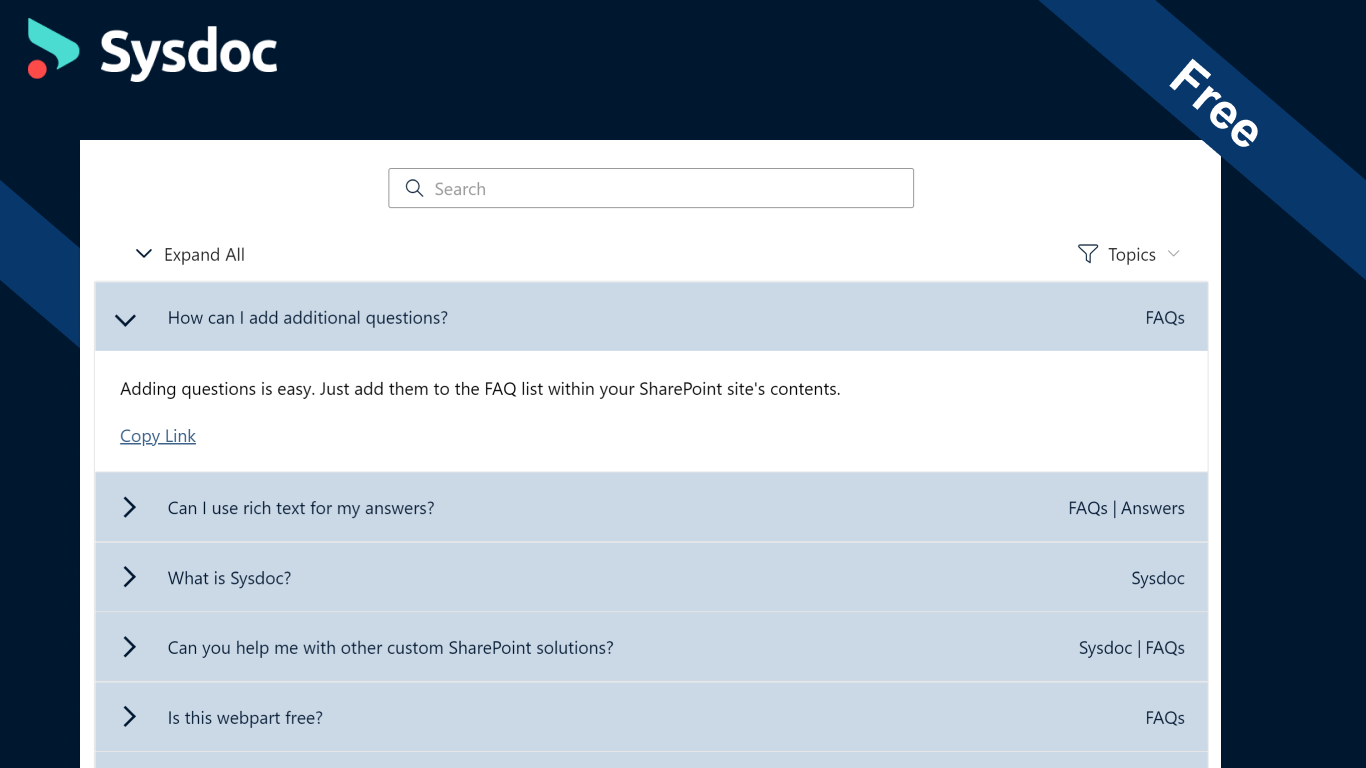 Screenshot of FAQs
