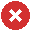 White X in a circle on a red background, indicating an error or cancellation.