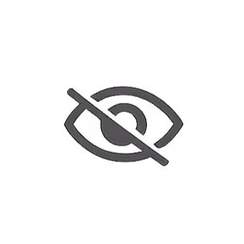 Icon of an eye with a diagonal line crossing it representing hidden or invisible content.