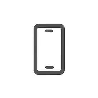 Black smartphone icon with a blank screen on a transparent background.