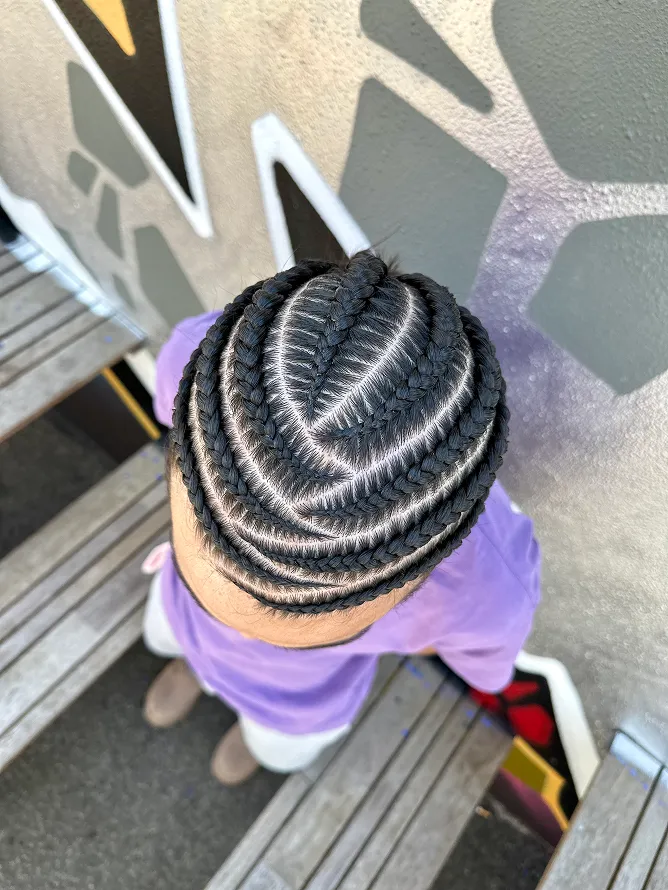 Finished cornrows out of the chair