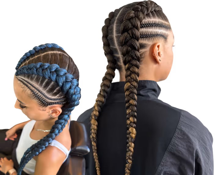 2x Boxer / Dutch Braids + 2x Small Side Braids