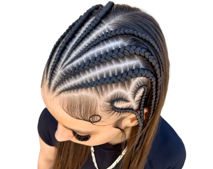 Half Head Cornrows With Love Hearts
