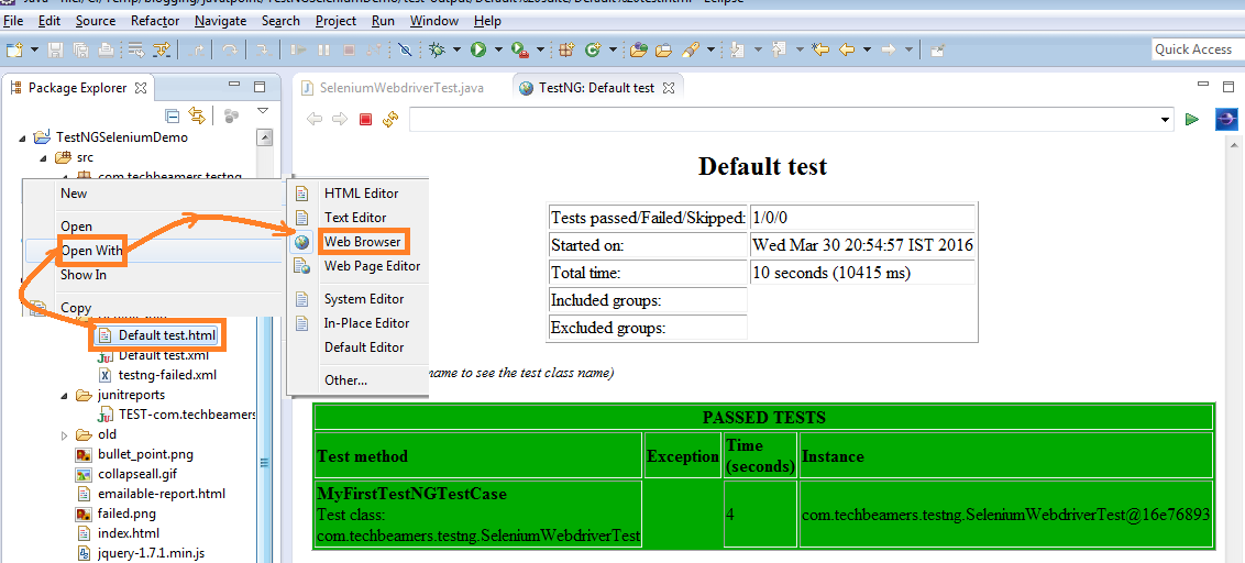 How to view the TestNG Test Case Report Reports